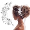 Poraceous Bridal Hair Accessories, Silver Crystal Headband, Flower Leaf Headpiece,