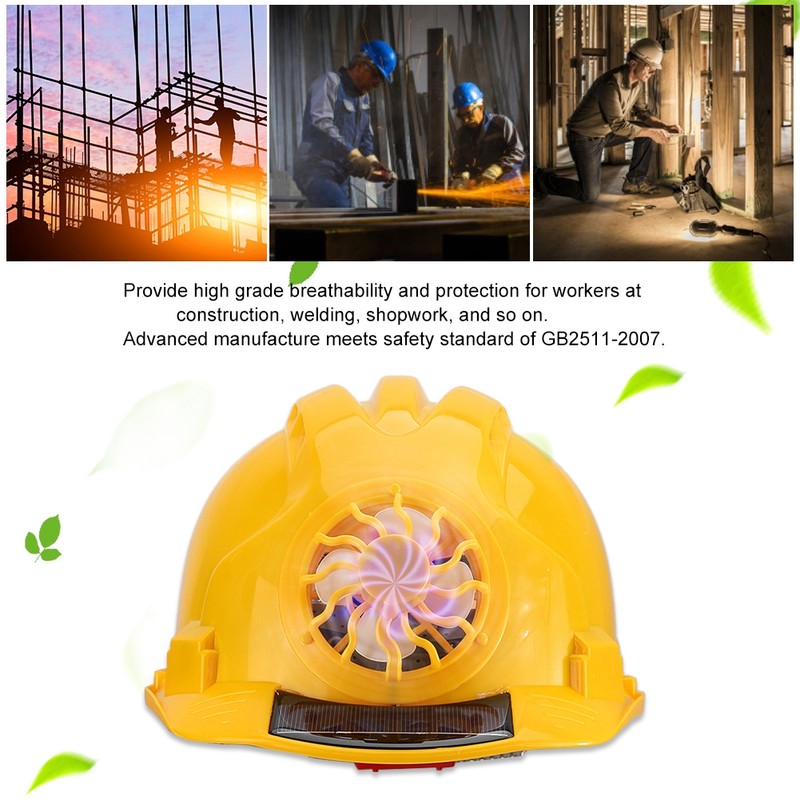 Outdoor Safety Helmet with Solar Power Fan Working Hat Construction