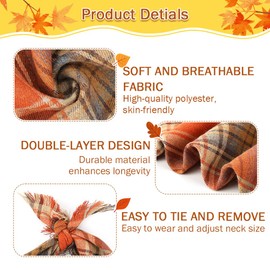 Vivifying Fall Dog Bandana with Tassels Edges, 2 Pack Classic Plaid Triangle Dog Apparel & Accessories, Funny Dog Scarf Costume for Thanksgiving, Photo Prop, and Party Decor (Large, Yellow&Orange)