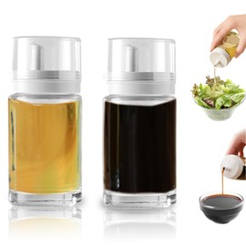 Kwude 2-Pack Leakproof Small Glass Oil and Vinegar Dispenser Bottles - 3.4oz (100ml) Each - Perfect for Kitchen and BBQ Use