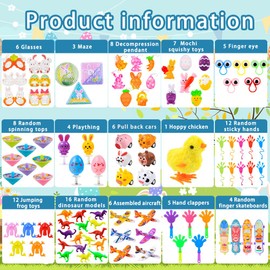 DIYDEC 199pcs Easter Party Bag Fillers, Easter bulk Party Favors Toys Easter Rabbit Chicken tattoo stickers Pull Back Cars Egg Supplies Present for Basket Stuffers Party Favors Egg Hunt for Kids