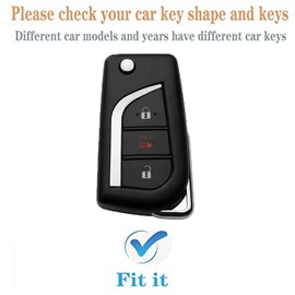 WKEDQAF Key Fob Cover for Toyota Fortuner Tundra Camry RAV4 Challenger Replacement for Keyless Entry Remote Key Shell with Keychain (3-Button-Silver-Pink)