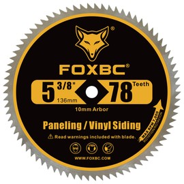 FOXBC 5 3/8 Inch Circular Saw Blade 78 Tooth for Paneling, Plastics, Vinyl Siding Cutting with 3/8" (10mm) Arbor, Replacement for DeWalt DW9053-3 Pack