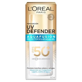 L'Oréal Paris UV Defender Aquafusion Protector Solar Diario FPS50+, Protector Solar Aqua-Gel, Previene Manchas Solares y Arrugas, Absorción Rápida en 
