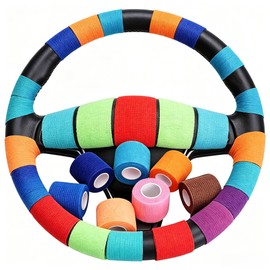 Car Steering Wheel Cover Wrap Tape, Breathable Vehicle Interior Accessories, 12 Pack Non-Slip Steering Wheel Protective Strap Bandage for All Wheels