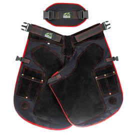Equine Care Farrier Apron Chaps – 23" Length, 2mm Cowhide Leather & 500 GSM Canvas, Ergonomic Padding, Air-Mesh, Dual Magnets, Adjustable Waist (28"-52"), Ideal for Horseshoeing & Hoof Trimming.