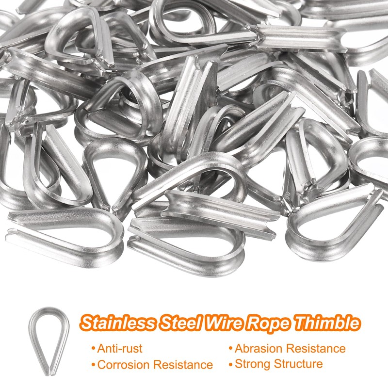 sourcing map Wire Rope Cable Thimble Kit for 2mm Dia