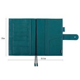 Moterm Leather Cover for A5 Notebooks - Fits Hobonichi Cousin, Stalogy and Midori MD Planners, with Pen Loop, Card Slots and Back Pocket (Pebbled-Deep Teal)