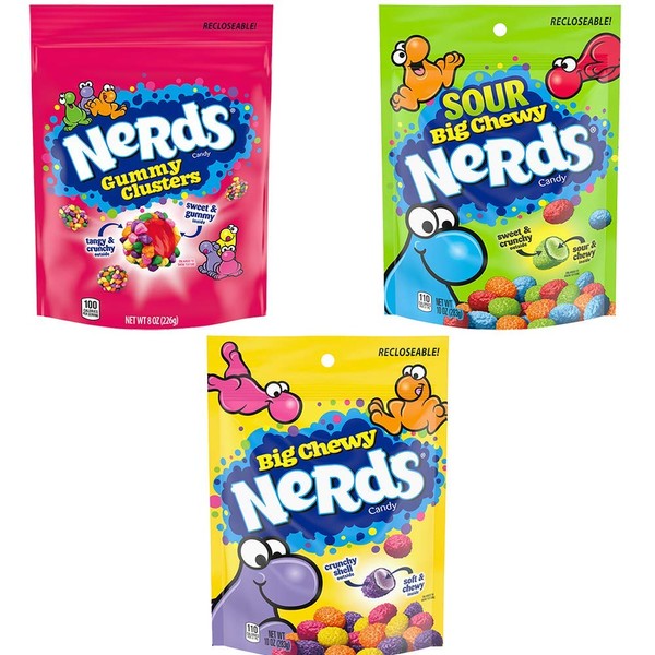 Nerds Variety Pack, Gummy Clusters, Big Chewy, & Sour Big Chewy, Pack of 3