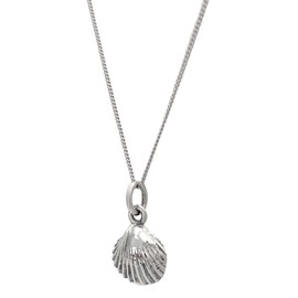 81stgeneration 925 Sterling Silver Sea Shell Necklace for Women - Small Scallop Seashell Pendant With Curb Chain - Conch Charm - Boho Necklaces for Women - Mermaid Gifts