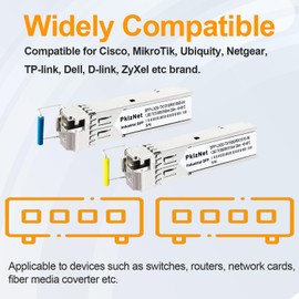 4Pcs 1.25G BIDI SFP Single Mode Industrial Grade Fiber Module Network Transceiver, LX SM1310nm 1550nm 20km DDM, LC Simplex Interface