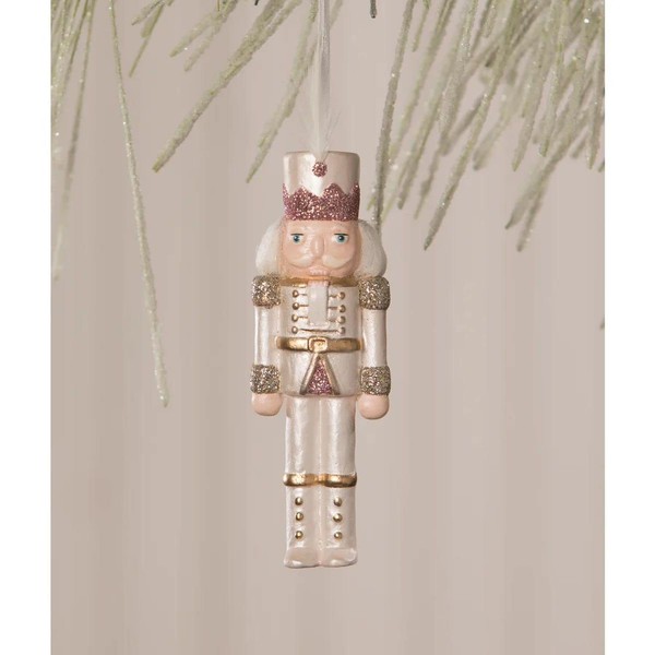 Bethany Lowe Ivory White Nutcracker Soldier Christmas Ornament