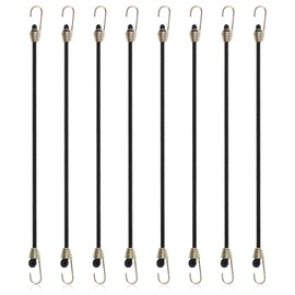 Pack of 8 Elastic Bands with Hooks, Heavy Duty Bungee Cord, 25 cm, Short Elastic Straps for Camping, Tarpaulins, Bicycle Cars, Tents, Cars, Motorcycles
