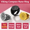 Black Compass Rings for Men Nordic Jewellery Stainless Steel Runic