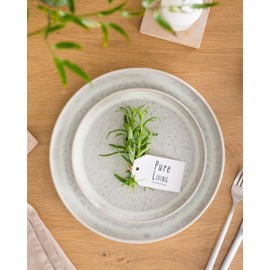 Stoneware dinnerware set 4 persons 12 pcs - Mediterranean dinnerware set, dishwasher, microwave and scratch resistant - bowl and plate set - dinnerware Pure Living Light Beige…