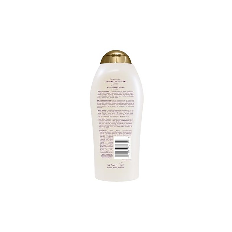 OGX, Crema Corporal Humectante de Aceite de Coco, 577 ml