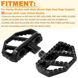 VPZMT Black Universal 10MM Mini Male Mount Floorboards Non-Slip Foot Pegs Footrests for Harley Touring Road king Street glide Road glide Electra glide Sportster 883 XL Softail Dyna Fat Bob Street Bob