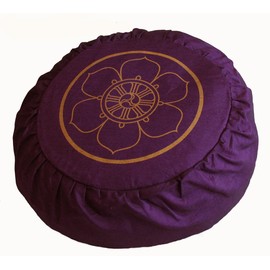 Boon Decor Meditation Cushion Zafu Pillow Dharma Wheel Purple