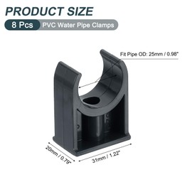 sourcing map 8Pcs PVC Water Pipe Clamps Clips, U-Shaped Tubing Hose Buckles, Irrigation Tube Holder for 25mm OD for TV Trays Tubing Hose Hanger Support Tubing, Black