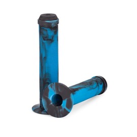 25NINE Ronin Grip with Flange - Flanged BMX Bike and Scooter Handlebar Grips with End Plugs - Blue/Black