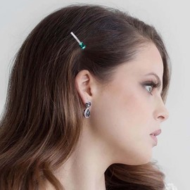 Allereyae Rhinestone Wedding Hair Pins Barrette Crystal Hair Barrette Clip CZ Bling Bridal Headpieces Decorative Head Clip Headwear Bridal Hair Accessories for Women and Girls (Green)