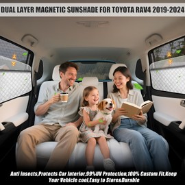ZATOTOO Car Window Shades for Toyota RAV4 2019-2024 Sun Shade for Side Window & Rear Windshield Window Double Layer for Privacy Protection UV Heat Insulation for Camping Parking(No Front Windshield)