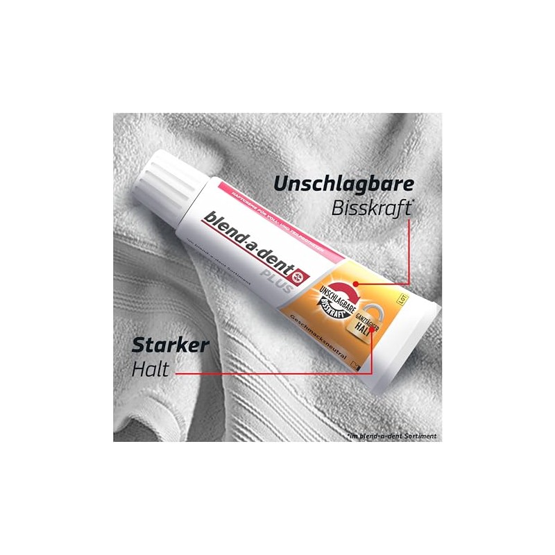 Blend-a-dent Plus Unschlagbare Bisskraft Haftcreme f√ºr Voll- und Teilprothesen, Made