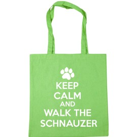Hippowarehouse Keep calm and walk the schnauzer - dog Tote Shopping Gym Beach Bag 42cm x38cm, 10 litres