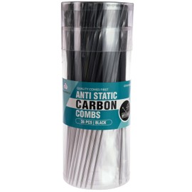 Dream World Anti Static Pin Tail Parting Carbon Combs Black 36 Pcs Jar