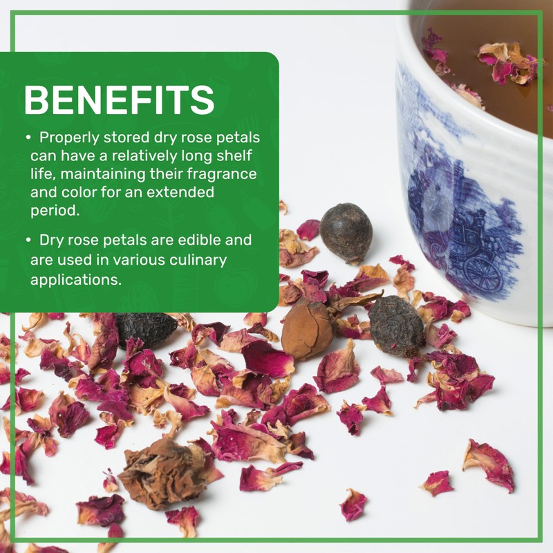 Jiva USDA Organic Dried Red Rose Petals 6 Oz (170g)