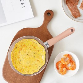 6'' Frying Pan Mini Compact Round Egg Skillet Non Stick One Egg Fry Pan Portable Breakfast Pan with Long Handle, Cookware for modern kitchen(Pink/Blue) pink pan - Color: Blue