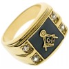 Masonic Mason Black Enamel Men's Ring 4 Cz Accents 18k