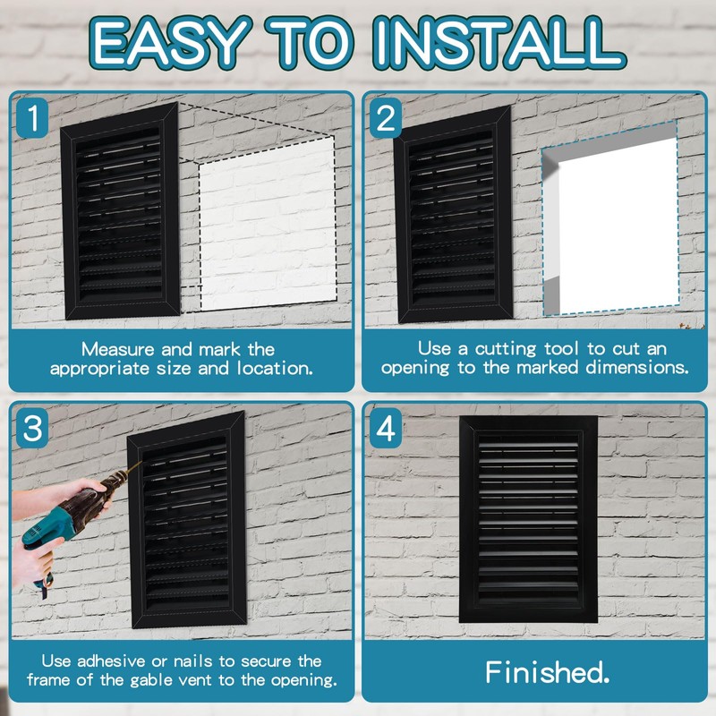 Gisafai 2 Pcs 12" x 18" Gable Vent Aluminum Alloy