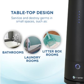 GermGuardian Tabletop Air Purifier & Sanitizer for Pets, Cooking, Laundry, Diapers, Room, Air Freshener for Small Rooms, Black, GG3000BCA