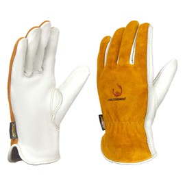 SHUNXIANG Leather Work GLoves for Men/Women,Safety Work Gloves for Gardening,Yard,Construction,Spot Welding,Unlined Grain Cowhide Working Gloves