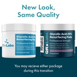 Glycolic Acid 20% Resurfacing Pads for Face & Body with Vitamins B5, C & E, Green Tea, Calendula, Allantoin - Exfoliates Surface Skin and Reduces Fine Lines and Wrinkles - Peel Pads - 2PK