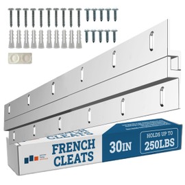 PHS French Cleat Hanger 30" Includes Anchor, Screws, and Bumpers - Mirror Hanging Kit, Z Clip, French Cleat Hanger Heavy Duty for Mirrors, Pictures, Art, Cabinets - Aluminum Z Bar Cleat - 1 Pack