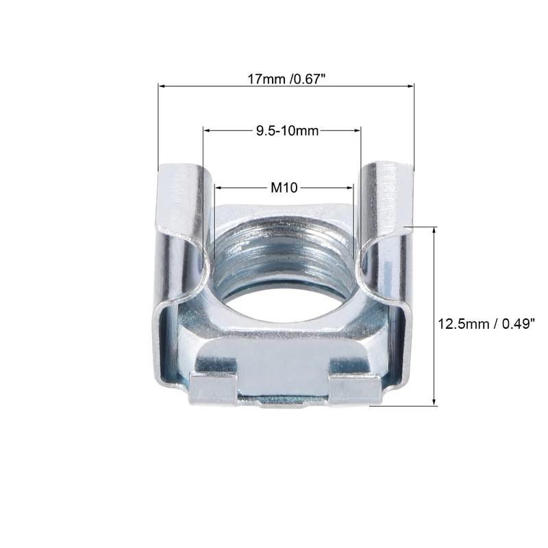 sourcing map M10 Cage Nuts for Server Rack Cabinet, Carbon