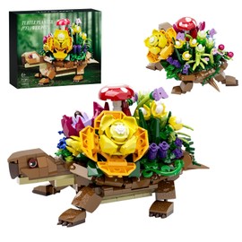 Millionspring Turtle Animal Toy Construction Kit, Sea Turtle with Flower Pot Building Block, Funny Construction Kit for Adults and Children from 6 Years, Birthday (509 Pieces)