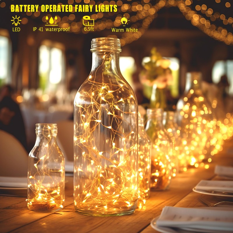 6 Pack Fairy Lights Battery Operated with Timer 2PCS Remote