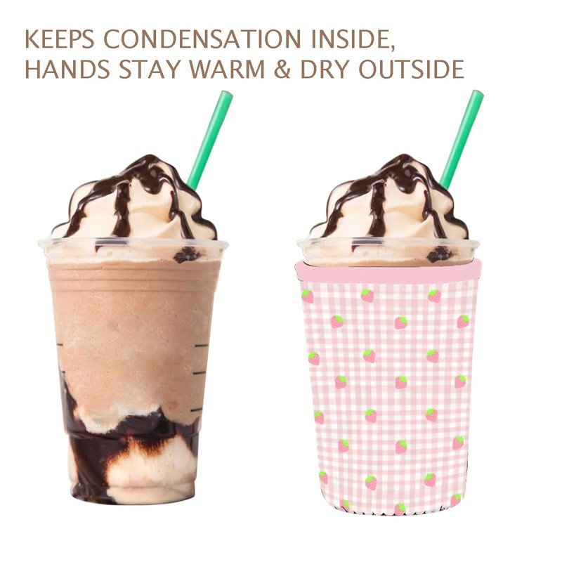 Reusable 3-Pack Iced Coffee Cup Sleeve, Insulated Neoprene, Beverage Holder