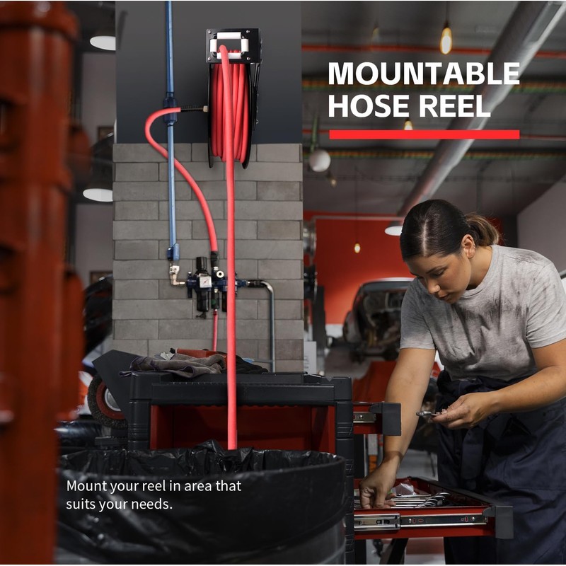 MaxWorks 50998 50ft Auto Rewind Retractable Reel with 3/8" x