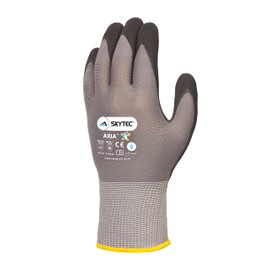 Skytec 1 Pack Aria Foam Grey Safety Work Gloves – Lightweight Nylon Gloves with Nitrile Coating and Secure Grip For Heavy-duty Work(Medium)