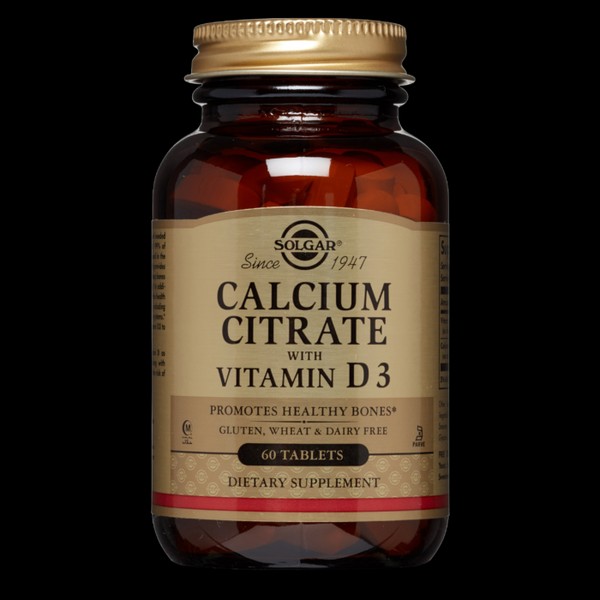 SOLGAR CALCIUM CITRATE WITH VITAMIN D3. PROMOTES HEALTHY BONES 60TABLETS