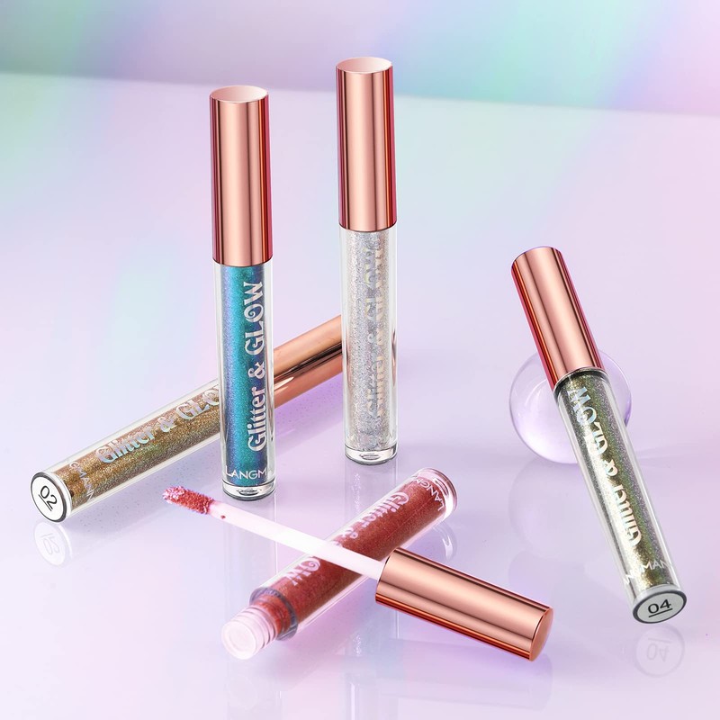 10 Pcs Liquid Glitter Eyeshadow Metallic Shimmer Glitter Eyeshadow Sweatproof