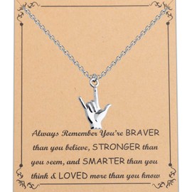 FUSTMW ASL Necklace I Love You Hand Sign Language Charm Pendant Necklace Sign Language Jewelry Interpreter Gift ASL Jewelry Gift for Deaf
