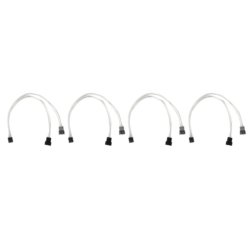 4pcs PWM Fan Extension Cable 4 Pin Silver Coated Copper