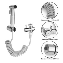 MUMENG Telescopic Shower Hose, Flexible Shower Hose, Bathroom ABS Spring Hose for Hand Shower, Toilet, Bidet, Washbasin, Sprayer, Extendable Spiral Hose, Shower Accessories (Grey)