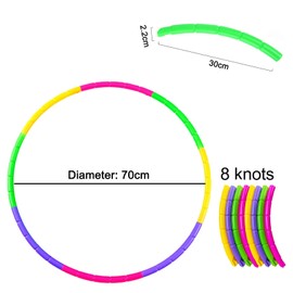 Children's Hula Hoop, 8 Sections Hula Hoop for Children, Removable Fitness Gymnastics Circle Hoop, Coloured Hula Hoop for 3-8 Years Training Sports Game, Refillable, Weight 240 g