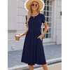 HOTOUCH Women Short Sleeve Casual Dresses Crewneck Solid Color Knee
